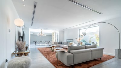 The large windows let in streams of light.