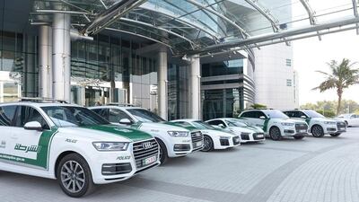 Two Audi R8s are the latest supercars to join Dubai Police’s fleet. Photo courtesy Grayling