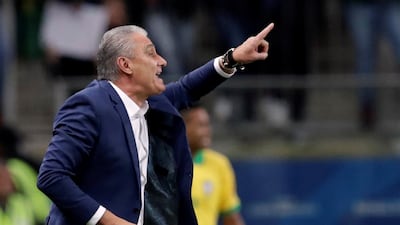 Brazil coach Tite gestures. Reuters
