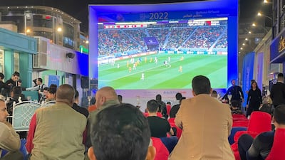 The privately owned Earthlink internet provider is catering to diehard football fans in Iraq by setting up a giant screen in public to show all Fifa World Cup matches. All photos: Sinan Mahmoud / The National