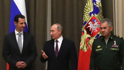 Assad told the Russian leader: "At this stage, especially after we achieved victory over terrorists, it is in our interests to move forward with the political process." Mikhail Klimentyev / EPA