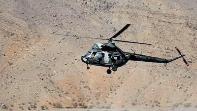 An aircraft immediately headed to the scene, airlifted the Emirati man from the Hajjar mountains and provided first aid until he reached hospital to receive treatment. Courtesy RAK Police