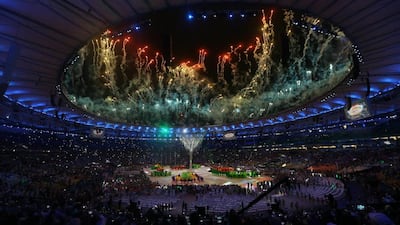 Performers during the closing ceremony of the Rio 2016 Olympic Games at the Maracana Stadium in Rio de Janeiro, Brazil. Olivier Hoslet / EPA
