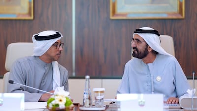 Sheikh Mohammed bin Rashid, Vice President, Prime Minister and Ruler of Dubai, chairs a Cabinet meeting at Qasr Al Watan in Abu Dhabi. Photo: Sheikh Mohammed bin Rashid