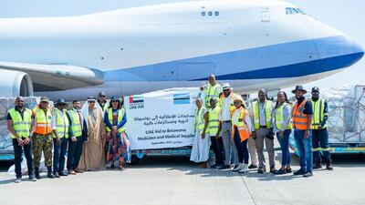 The aid shipment sent to Botswana is part of 'the UAE’s global humanitarian role in responding swiftly to health crises'. Photo: Wam
