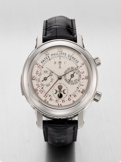Considered a masterpiece of horology, the Patek Philippe Sky Moon Tourbillon Ref 5002P-001. Photo: Christie's
