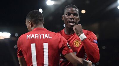Paul Pogba produced the most effective performance of his Manchester United career to date against Fenerbahce in the Europa League, scoring two goals in the 4-1 victory. Oli Scarff / AFP