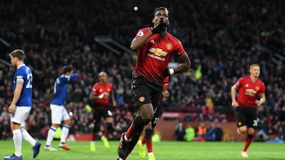 Paul Pogba, centre, and Anthony Martial scored for Manchester United on Sunday night to justify their club's spending. Getty Images