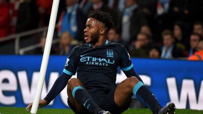 Raheem Sterling of Manchester City shows is displeasure. Michael Regan / Getty Images