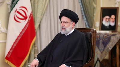 President Ebrahim Raisi speaks in a live televised interview with state-run TV. AP