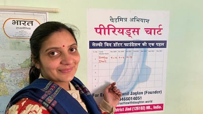 Gulfasha Ali Khan, 25, has introduced the period chart to the women in her family to take menstrual health seriously. Taniya Dutta for The National