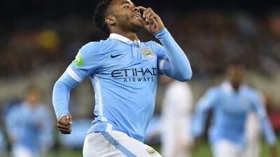 Manchester City's Raheem Sterling celebrates his goal on Tuesday against AS Roma in a pre-season friendly match in Australia. Julian Smith / EPA