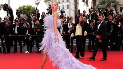 Elsa Hosk in Alberta Ferretti at the 72nd annual Cannes Film Festival on May 24, 2019. EPA
