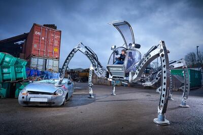 The Mantis, designed by movie engineer Matt Denton, is the largest rideable hexapod. Courtesy Guinness World Records