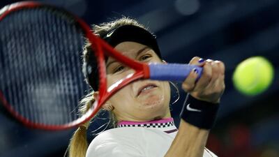 Eugenie Bouchard overcame Vera Lapko in her first-round match at the Dubai Duty Free Tennis WTA Championships in Dubai on Sunday. EPA
