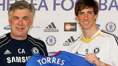 Fernando Torres, right, was Chelsea’s most expensive buy in January 2011.