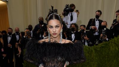 Olivia Rodrigo, in Saint Laurent, attends the 2021 Met Gala. AP