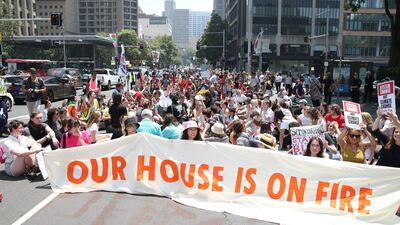 Students and protestors march through the streets of the Sydney CBD Sydney, Australia. Rallies held across Australia are part of a global mass day of action demanding action on the climate crisis. Getty Images