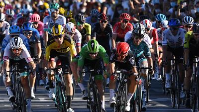 Lotto Soudal rider Caleb Ewan wins Stage 11. Reuters