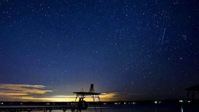 A meteor from the west side of Seneca Lake in Penn Yan, New York. Lauren Long / The Syracuse Newspapers via AP