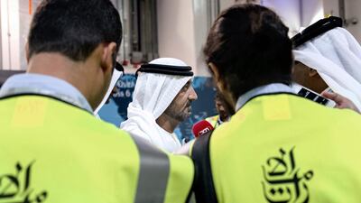 Sheikh Ahmed bin Saeed Al Maktoum, the chairman and chief executive of Emirates, at the inaugural event of Emirates SkyPharma, a Dh600 million cargo-handling extension with a special cool storage facility dedicated to pharmaceutical shipments. Reem Mohammed / The National