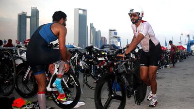 HH Sheikh Nasser Bin Hamad Al Khalifa takes part in the 2016 ITU World Triathlon Abu Dhabi on March 5, 2016 in Abu Dhabi, United Arab Emirates. (Photo by Warren Little/Getty Images)