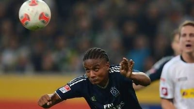 Hamburg's British defender Michael Mancienne reacts during the German first division Bundesliga football match VfL Borussia Moenchengladbach vs Hamburg SV in the western German city of Moenchengladbach on September 26, 2012. AFP PHOTO / PATRIK STOLLARZ RESTRICTIONS / EMBARGO - DFL RULES TO LIMIT THE ONLINE USAGE DURING MATCH TIME TO 15 PICTURES PER MATCH. IMAGE SEQUENCES TO SIMULATE VIDEO IS NOT ALLOWED AT ANY TIME. FOR FURTHER QUERIES PLEASE CONTACT DFL DIRECTLY AT + 49 69 650050.