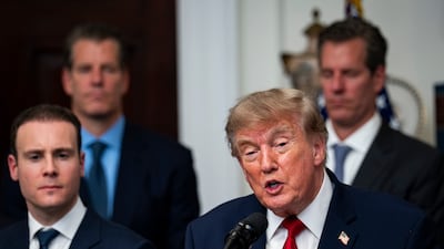 US President Donald Trump speaks in the Roosevelt Room of the White House in Washington. Bloomberg