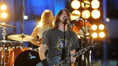Dave Grohl and Foo Fighters were scheduled to play at the Abu Dhabi F1 Grand Prix before they were forced to cancel. Here Grohl performs onstage at the 54th Annual Grammy Awards in Los Angeles in February 2012. AFP