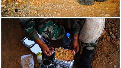 Syrian army recruits at a guard post inside a military training camp in Damascus, Syria on June 26, 2016. Photo by Omar Sanadiki
