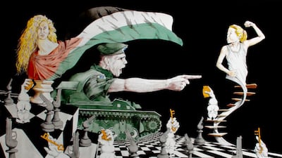 Yasser Rostom used the surealist techniques to comment on geopolitical issues. Pictured: Promise to Return Palestine by Yasser Rostom (2018). Photo: artistrostom / Instagram