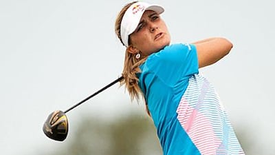 Lexi Thompson plays a tee shot during the final round of the Navistar LPGA Classic.