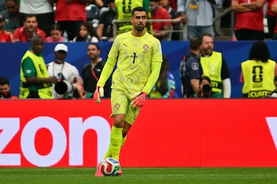 Portuguese goalkeeper Diogo Costa wears a strip designed by Salehe Bembury. EPA