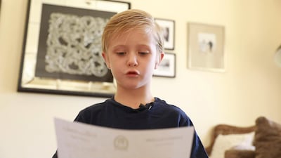 Seven-year-old Archie is being reunited with his mother who was stuck abroad, thanks to the Ruler of Ras Al Khaimah. Courtesy: Wam