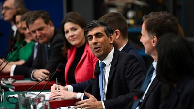 Rishi Sunak speaks during Monday's Cabinet meeting. Getty Images