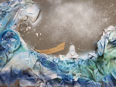 Collage of the sea by a pupil of Arbor School, Dubai. Photo: University of Exeter
