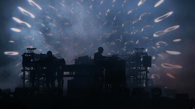 There were no epic drops. No cheesy covers. No yelled invitations to “put your hands in the air” – no words exchanged with the audience at all, in fact. For 90 frenetic, brain-bending minutes, the beat at The Chemical Brothers never stopped. Pawan Singh / The National