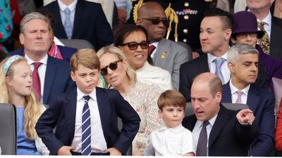 Prince George, Prince Louis and Prince William on day four of the Platinum Jubilee celebrations. PA