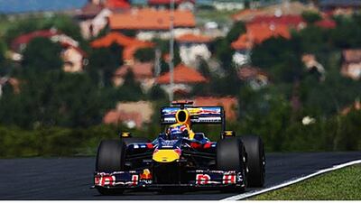 Mark Webber drives during practice at the Hungaroring. The Australian won his maiden grand prix last time out in Germany.