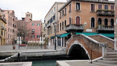 A square is seen virtually deserted in Venice as the Italian government continues restrictive movement measures to combat the coronavirus outbreak, in Venice, Italy. Reuters