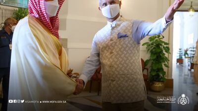 Saudi Foreign Minister Prince Faisal bin Farhan and India’s External Affairs Minister Dr Subrahmanyam Jaishankar meet in New Delhi on Sunday