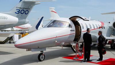A Bombardier Challenger aircraft in the static display. Pierre Albouy / Reuters