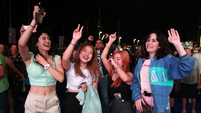 Crowds enjoy the music during New Year's Eve celebrations in Auckland, New Zealand. Getty Images