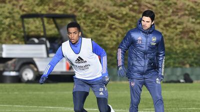 Arsenal manager Mikel Arteta and Joe Willock. Getty