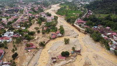 A drone view shows the extent of the damage in Padang, West Sumatra province. Reuters