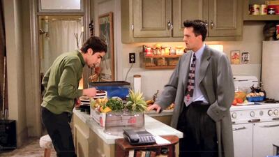 'The One Where Eddie Won’t Go' (s2, e19): Following Joey's stint in an apartment of his own, Chandler finds a new roommate, Eddie. In this episode we see normal service resume, as Joey loses his high-flying job, and Chandler tries to kick Eddie out after he discovers he has been watching him sleep. He eventually does get Eddie out, however, and a debt-ridden Joey moves back in. Courtesy Netflix