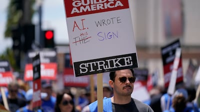 Members of the Writers Guild of America protest outside Fox Studios. AP