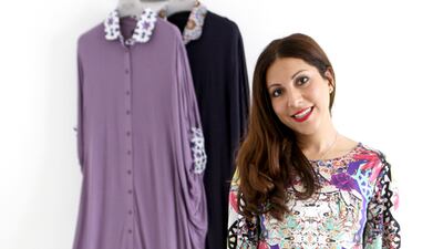 The US-born, British-raised designer Lamia Asudari, standing next to a portion of her new Ramadan collection. Delores Johnson / The National