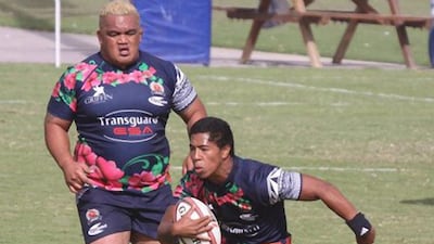 Danny Tusitala, centre, played for Toa Dubai six years ago and is back to play with Samoa this weekend. Courtesy John Mamea-Wilson
