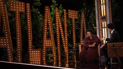 Noah interviews Ms Abrams at a live event on the set of 'The Daily Show' in Atlanta. Comedy Central